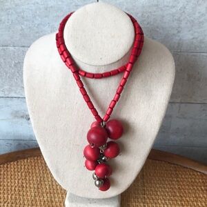 Aarikka Finland Modernist Red Wooden Gum-ball necklace